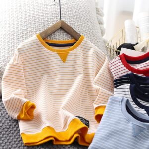 Kids Round Neck Stripe Long-sleeves Sweatshirt