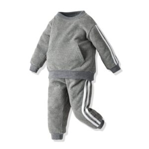 Kids Round Neck Stripe Design Tops And Pants Set