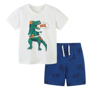 Toddler Kids Boy Fashion Dinosaur Short Sleeve Shorts Two-Piece Set