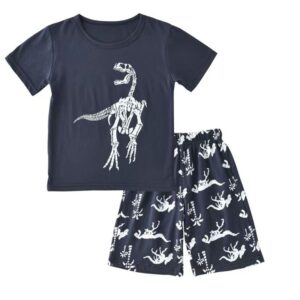 Toddler Kids Boy Fashion Casual Dinosaur Print Top Shorts Set
