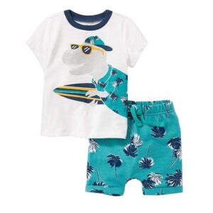 Toddler Kids Boy Fashion Cartoon Print Short Sleeve Shorts Set