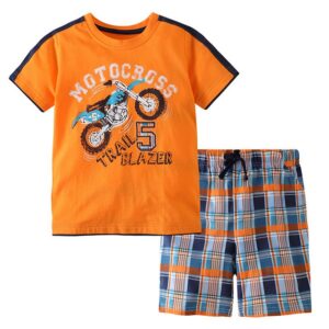 Kids Fashion Boys Cute Print Short Sleeve Shorts Two Piece Set