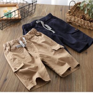 Kids Boys Casual Solid Color Pocket Elastic Waist Shorts