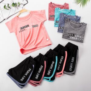 Kids Sporty Round Neck Sleeveless Quick-drying Casual T-Shirt And Shorts Set