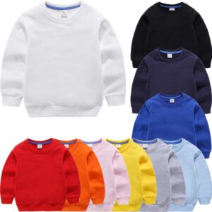 Children Fashion Solid Color Round Neck Sweatshirt