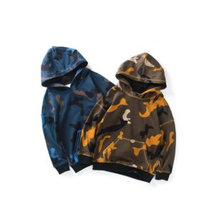 Boys Casual Long Sleeve Camouflage Pocket Hoodie