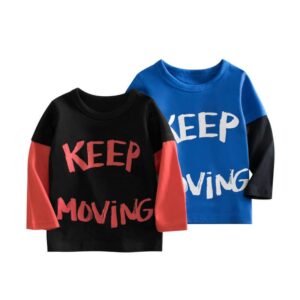 Boys Simple Letter Pattern Spliced Long-sleeves T-Shirt