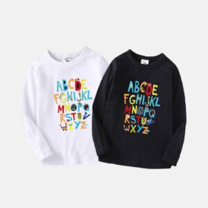 Boys Fashion Color Letter Pattern Long-sleeves T-Shirt
