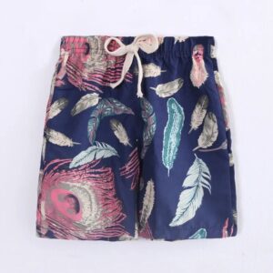 Boys Fashion Dinosaur Feather Coconut Tree Pattern Shorts