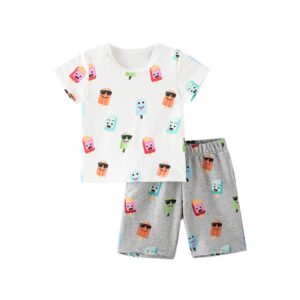 Boys Fashion Cartoon Pattern T-Shirt And Shorts Set