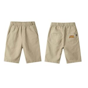 Boys Simple Solid Color Embroidery Design Casual Shorts