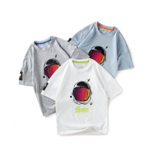 Boys Fashion Short-sleeves Cartoon Pattern Letter Printed T-Shirt