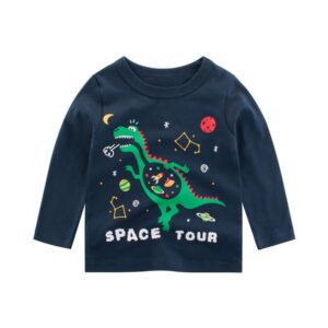 Boys Cartoon Pattern Round Neck Long-sleeves T-Shirt