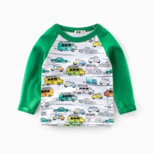 Fashion Color-blocking Car Print Boys T-Shirt