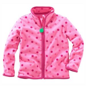 Girls Polka Dot Long Sleeve Zipper Polar Fleece Coat