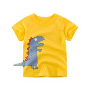 Fashion Kids Color Contrast Color Dinosaur Print Short Sleeve T-Shirt
