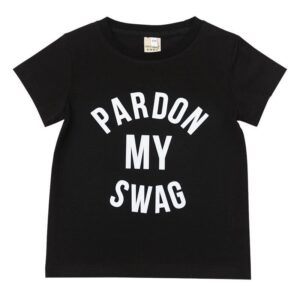 Fashion Kid Boy Girl Letter Print Black Tee