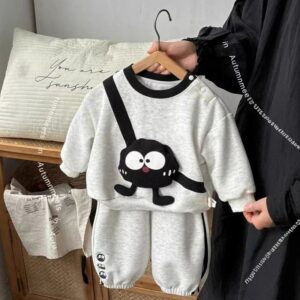 Kids Boys Fashion Cute Printed Spring And Autumn Long-Sleeve Sweatshirt Loose Pants Two-Piece Set