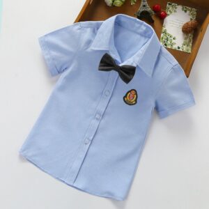 Kids Toddler Boys Summer Casual Solid Color Short Sleeve Lapel Shirt