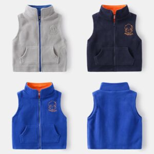 Children Kids Toddlers Boys Sleeceless Zipper Fleece Jacket