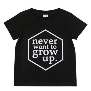 Kid Boy Girl Letter Print Black Tee