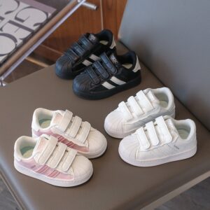 Kids Boys And Girls Fashion Casual Autumn Shell Toe Velcro Sneakers