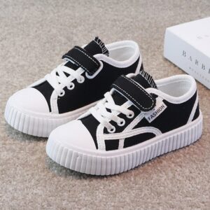 Kids Girls And Boys Fashion Casual Color Block Canvas Soft Sole Sneakers