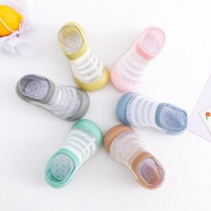 Baby Simple Solid Color Knitted Sheer Anti Slip Soft Bottom Floor Socks First Walkers