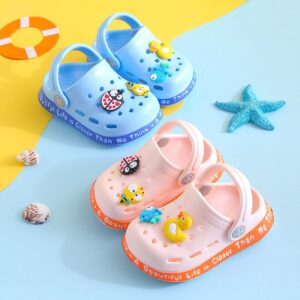 Kids Cute Cartoon Animal Duckling Coccinella Septempunctata Bee Soft Bottom Non-slip Cover Toe Slippers