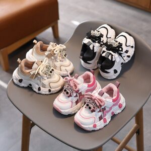 Kids Boys Girls Casual Cute Mesh Cloth Thick-Soled Sneakers