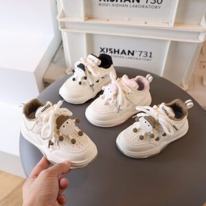 Kids Boys Girls Casual Versatile Velcro Lace-Up Thick-Soled Sneakers