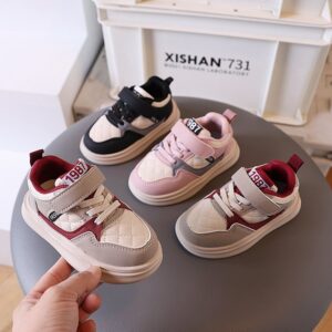 Kids Boys Girls Casual Versatile Velcro Lace-Up Thick-Soled Sneakers