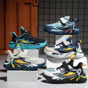 Kids Boys Casual Versatile Sports Lace-Up Thick-Soled Sneakers