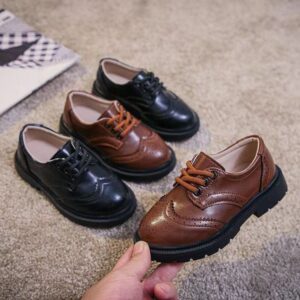 Kids Boys Fashion Casual British Style Slip On PU Leather Shots