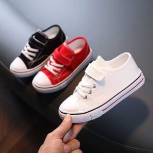 Kids Basic Solid Color Velcro All Match Canvas Shoes