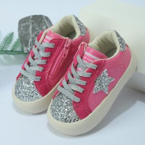 Kids Unisex Casual Cute Sports Star Pattern Round-Toe Lace-Up First Walkers Shoes