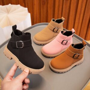 Winter Kids Vintage Solid Color PU Boots