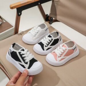 Kids Boys Girls Casual Cute Flat Thick-Soled Velcro Canvas Shoes