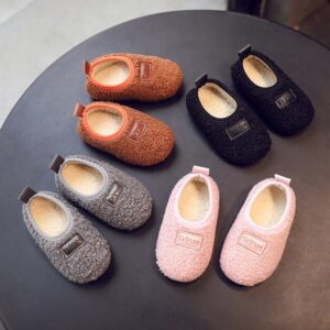 Kids Casual Solid Color Plush Flats