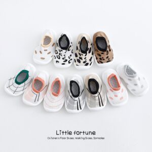 Baby Casual Leopard Striped Polka Dot Knitted Breathable Comfortable Anti Slip Soft Bottom Floor Socks First Walkers