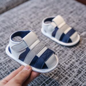 Baby Basic Color Blocking Soft Bottom Velcro Sandals