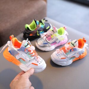 Children Fashion Breathable Buckle Strap Pu Sports Shoes