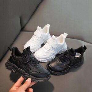 Children Leisure Solid Color PU Sneaker