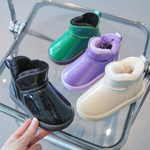 Kids Toddler Girls Boy Fashion Fleece Repellent Glitter Boots
