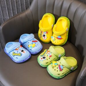 Kids Fashion Astronaut Pattern Non-Slip Outer Piercing Shoes Slippers