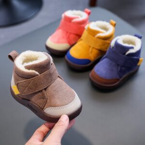 Kids Baby Girl Fashion Soft Bottom Toddler Shoes Plus Velvet Thick Non-Slip Large Cotton Shoes