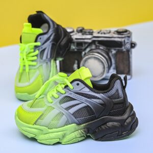 Children Kids Baby Fashion Boys Girls Mesh Breathable Gradient Color Sneaker Casual Shoes