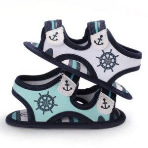 Baby Boys Basic Striped Color Blocking Canvas Velcro Soft Bottom Sandals