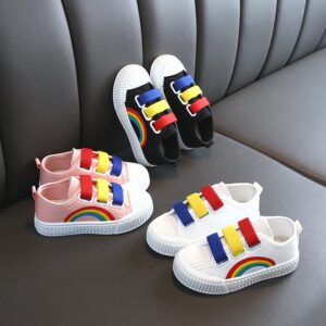 Kids Casual Rainbow Print Elastic Breathable Sneakers