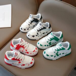 Kids Unisex Casual Cute Sport Polka Dot Round-Toe Lace-Up Sneakers